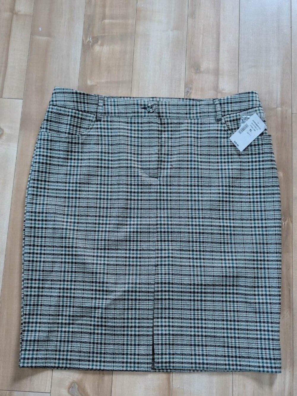 Cleo Petites NWT Plaid Pencil Skirt XL Green Brown Stretch